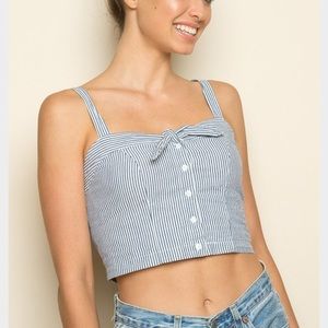 Blue and White Striped Lily Tank